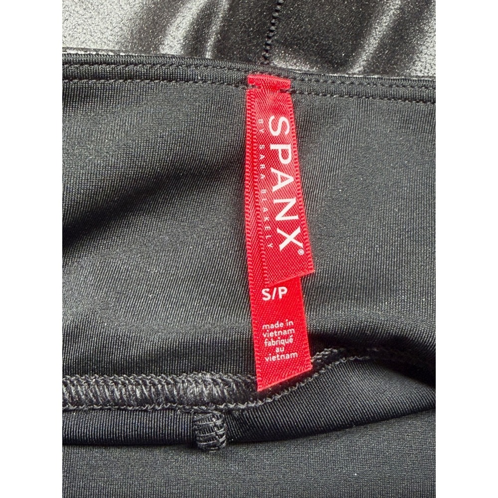 Spanx Leggings Womens Small Black Faux Leather Coated Compression Shaping Party - Picture 3 of 10